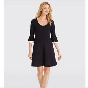 DRAPER JAMES Flutter Sleeve Black‎ Sweater Dress Size Small